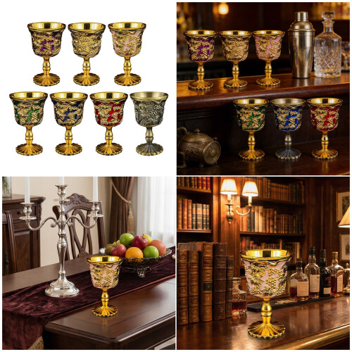 2Pcs Handcrafted Metallics Goblets Perfect For-golden grape 2
