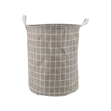 Stylish Decorative Foldable Hamper with Grid-Light Grey S