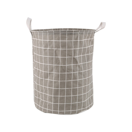 Stylish Decorative Foldable Hamper with Grid-Light Grey S