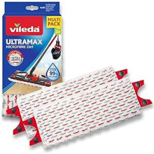 Vileda UltraMax Refill, 2 Pack, Suitable for all Vileda Flat Mop Systems, for all floor types, removes over 99% of bacteria with just water