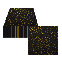 CEILIWEN 100PCS Black and Gold Star Napkins, Party Serviettes for Birthday, Retirment Party, Cocktail, Luncheon, Table Decorations, 33x33cm