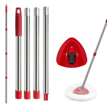 Red Spin Mop Head Base with 4 Section Handle Compatible with Vileda Spin Mop Heads 30"" to 58"" Fits Vileda EasyWring 1 Tank Spin (Not Include Mops