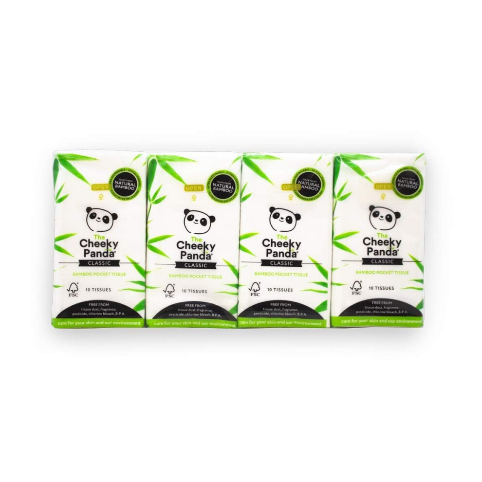 The Cheeky Panda ? Bamboo Pocket Tissues | Bulk Box Of 96 Packs (10 Tissues Per Pack) | Hypoallergenic, Eco-Friendly, Super Soft, Strong & Sustainable