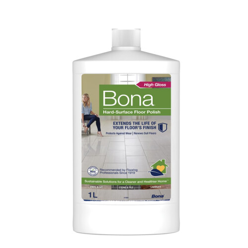 Bona Hard-Surface Floor Polish, Gloss, 1 Litre