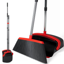 REXO - 55" Adjustable Long Handled Dustpan And Brush Set. Ergonomic Tall Standing Dustpan Brush Set With Long Handle, Lobby Broom For Everyday