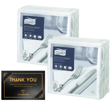2 x Premium Soft Dinner Napkins, 3 PLY - Ideal for Dinner, Kitchen, and Events 200 Sheets (39 x 39cm), White Colour