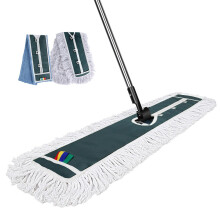 Masthome Industrial Mop,105cm Wide 360? Rotatable Flat Mops with 2 Reusable Microfibre & Cotton Pads,Heavy Duty Long Handle Commercial Wet/Dry Mop for