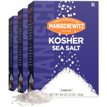 Manischewitz Natural Kosher Salt 1.8kg Box (Pack of 3) | Easy Pour Spout | 100% Coarse Sea Salt from Sicily Italy | Iodine Free | No Additives or