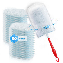 JEHONN Duster Refills 30 Counts for Flash and Swiffer Dust Magnet, 4X Heavy Duty Microfibers, 360 Degree Dusting Kit with 1 Handle, Multi-Surface Dust