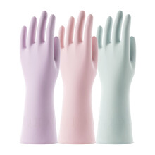 COOLJOB 3 Pairs Colorful Household Gloves with Flocked Lining & Non-slip Grip, Water Resistant Reusable Dish Washing Rubber Gloves for Kitchen &