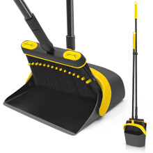 JEHONN Long Handled Dustpan and Brush Set, 138 cm Tall Swivel Broom, Upright Foldable Dust Pan with Comb Teeth for Home Kitchen Lobby Indoor Floor