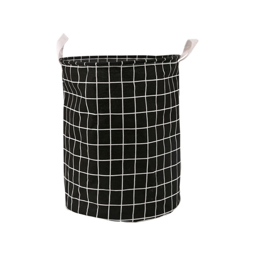 Stylish Decorative Foldable Hamper with Grid Designs-Black S
