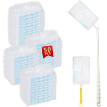 52 PCS Dust Magnet Refills, Dusters for Cleaning Dust Dirt Hair, Fluffy Dusters Refills Microfiber with Extendable Long Handle (180?)
