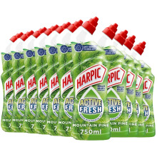 Harpic Active Fresh Toilet Cleaning Gel, Mountain Pine, Pack 12 x 750 ml, Infused with Essential Oils, Kills 99.9% of Bacteria, Toilet Cleaner