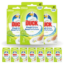 Duck Toilet Fresh Strips, Toilet Cleaner & Descaler, Fights Stains That Harbour Germs, Long Lasting Fragrance, Lime, Pack of 10 (30 Strips)