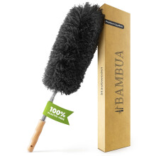 BAMBUA? Feather Duster Extendable - (Premium Quality) Multi-Purpose Extendable Duster for Cleaning the Home - Washable - Natural Bamboo Handle