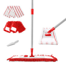 Masthome Floor Mop,Chenille Microfibre Mops for Cleaning Floors,Wet Dry Flat Mop for Hardwood Laminate Wooden Hard Floor Vinyl Tile, Free Scraper and