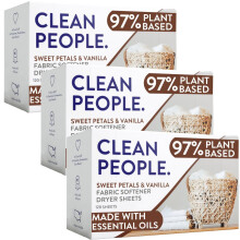 The Clean People Fabric Softener Sheets - Dryer Sheets - Softens & Removes Static Cling - Vegan Laundry Softener, Essential Oils (360 Count, Sweet