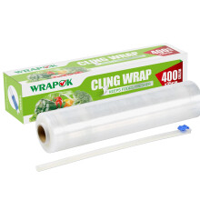 WRAPOK Catering Cling Film Dispenser and Cutter Kitchen Plastic Food for Kitchen, 350mm x 400m