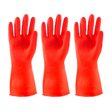 Discoball 6 Pack (3Pairs) Thicken Rubber Gloves, Non-slip, Bouncy, Reusable Cleaning Gloves, Without Pungent Smell, length 12.2IN (Red, Large)