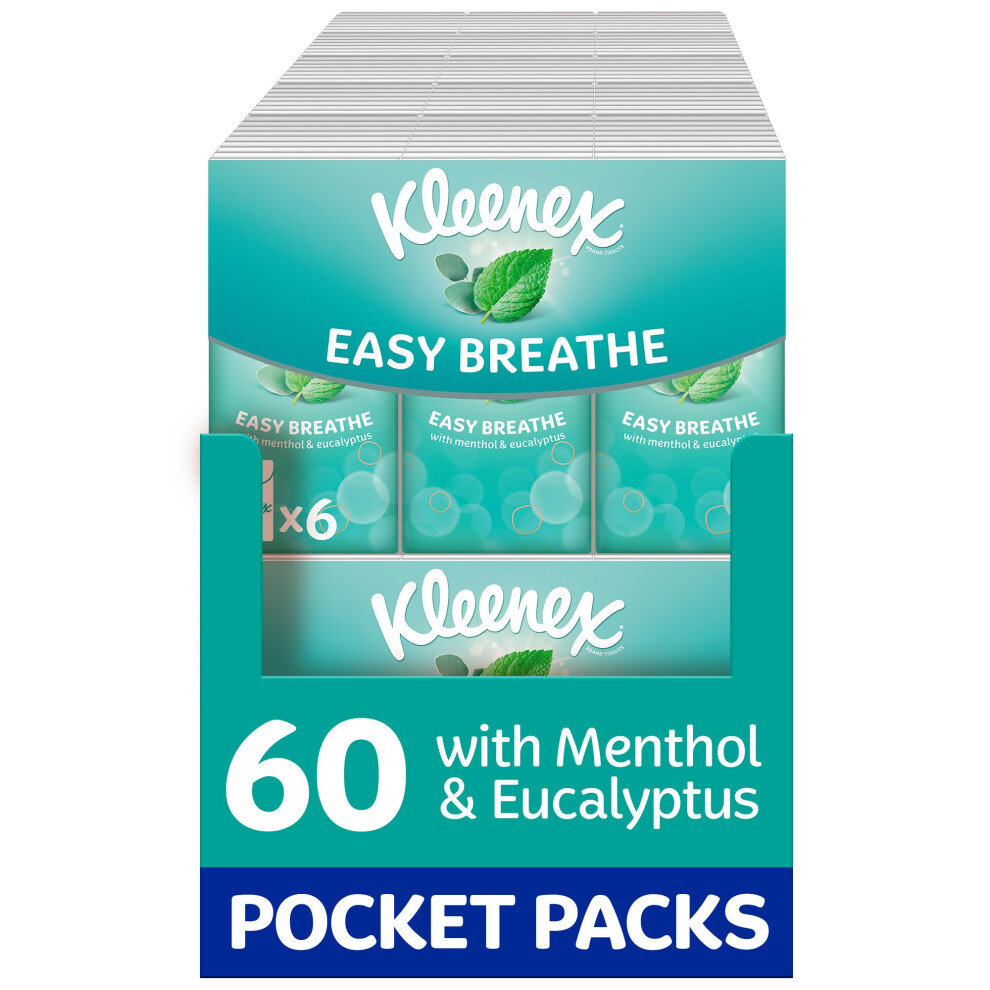 Kleenex Kleenex? Easy Breathe Travel Pocket Tissues - Natural Menthol And Eucalyptus - 60 Pocket Packs