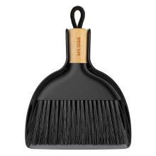 MR.SIGA Dustpan and Brush Sets, Mini Dust Pan and Brush Bamboo Handle, Durable Bristles and Easy-Sweep Blade, Lightweight Design, Black