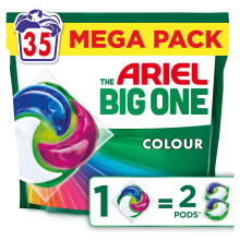 Ariel The Big One PODS Laundry Capsules, 35 Washes, Colour ? 2X Stain & Odour Removal, Fast Dissolving in Cold