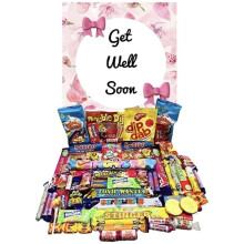 Get Well Soon Gift Pink Pick N Mix Ultimate Retro Sweets Box Candy Hamper Present over 60 sweets Curly Wurly Freddo Black Jacks Pick and Mix Gift