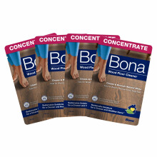 Bona Wood Floor Cleaner Liquid, 60ml Concentrate Refill Pouch, for Varnished or Hard-Waxed Wood Floors, Pack of 4x60ml, 4 Litre Refill
