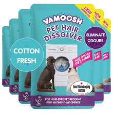 Vamoosh Pet Hair Dissolver - Pet Hair Remover for Washing Machines, Cotton Fresh 6x100g, Eliminates Odours and Dirt, Dissolves Dog, Cat, Horse, Animal