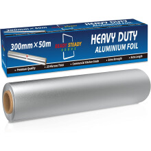 Premium Heavy Duty Aluminium Tin Foil 20 Micron | 50m x 30cm Wide Roll | Commercial Grade & Extra Thick, Strong Enough for Food Service Industry