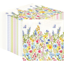 Table Kind 100 x Bulk Pack Soft Paper Floral Napkins Disposable White Party Serviettes for Weddings or Everyday Use Eco-Friendly Home Compostable