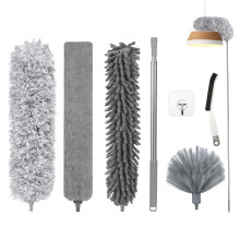 Fogray Extendable Feather Duster, Bendable Microfiber Duster with Extra Long 100" Telescopic Extension Pole and Soft Silicone Cap, Washable Duster for