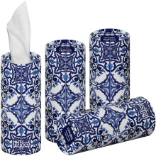 tishoo Hyaluronic Acid-Infused 4-ply Ultra Luxury Tissues | for Car Cup Holders, Home & Travel | 4 Tubes x 40 Sheets | Blue/Maiolica