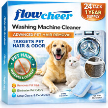 flowcheer Washing Machine Cleaner, Septic Safe Washer Descaler Tablets for Removing Pet Hair, Odors, Residue, Suitable for HE Front Loader, Top Load,