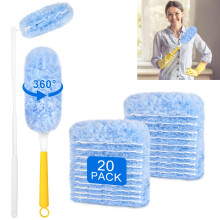 20 PCS Dust Magnet Disposable Dust 360? Dusting Kit Long Handle Short Handle for Household Cleaning Doors Windows Wardrobes Pendant Lights Ceiling Fan