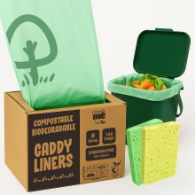 6L to 7L x150 Compostable Caddy liners | Extra Thick & Durable | EN 13432 Certified | UK Brand
