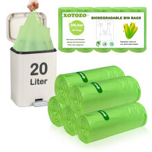 20L Biodegradable Bin Liners 160pcs Tie Handle, 4-6 Gallon/20 Litre Food Waste Bags Thickened Compostable Caddy Liners, Recycled Degradable Trash Bag