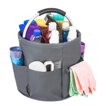 IVODEELA Cleaning Caddy with Handle - Multi Pocket Large Organiser, Easy To Clean and Carry, Gray