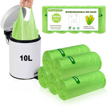 10L Biodegradable Bin Liners 200pcs Tie Handle, 2.6 Gallon/10 Litre Food Waste Bags Trash Caddy Liners, Recycling Degradable Rubbish Bag for Kitchen