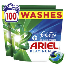 Ariel Platinum PODS?, Washing Liquid Laundry Detergent Capsules 100 Washes, +Touch Of Febreze Odour Defence, Remove Even 7-Day Sweat Odours