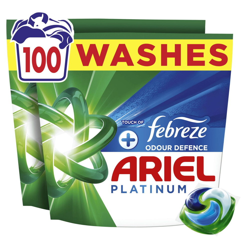 Ariel Platinum Pods?, Washing Liquid Laundry Detergent Capsules 100 Washes, +Touch Of Febreze Odour Defence, Remove Even 7-Day Sweat Odours
