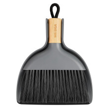 MR.SIGA Mini Dustpan and Brush Sets, Dust Pan and Brush Bamboo Handle, Durable Bristles and Easy-Sweep Blade, Lightweight Design, Grey