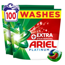 Ariel Platinum PODS?, Washing Liquid Laundry Detergent Capsules 100 Washes, +Extra Stain Removal, Remove Even 7-Day Dried-In Stains