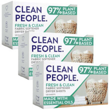 The Clean People Fabric Softener Sheets - Dryer Sheets - Softens & Removes Static Cling - Vegan Laundry Softener, Essential Oils (360 Count, Fresh