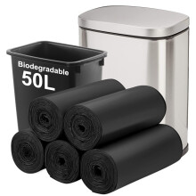 Biodegradable Trash bags 50PCS, Aievrgad 13Gallon/50L large Garbage bags/For kitchen Bin. Bin Liner/Trash/rubbish Bags, 100% Recycled,Tough,