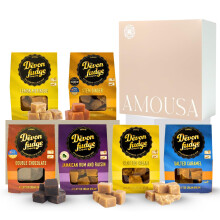 Fudge Gift Set Gluten Free Hamper with 6x100g Boxed Handmade Devon Fudge?Clotted Cream, Salted Caramel, Chocolate, Rum&Raisin, Lemon Meringue&Ginger?
