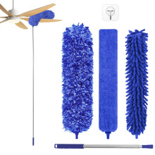 Fogray Extendable Feather Duster, Bendable Microfiber Duster with Extra Long 100" Telescopic Extension Pole and Soft Silicone Cap, Washable Duster for