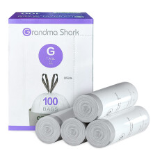 GRANDMA SHARK Bin Bags Liners, 100 Unscented Waste Bags, Up to 35L, 100 count, Drawstring, Anti-drip, Super Strong, White, Low Density Polyethylene,