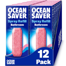 OceanSaver Eco Multi-Surface Bathroom Cleaner - 12x 750ml Refills | Powerful Just Add Water Toilet, Sink & Shower Watermark & Cleaning Spray | Plant